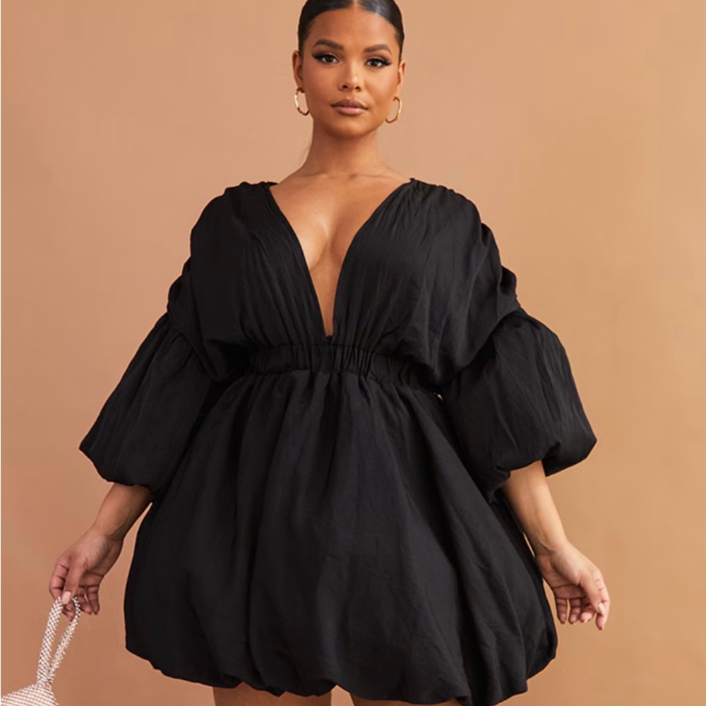 Black puff sleeve dress